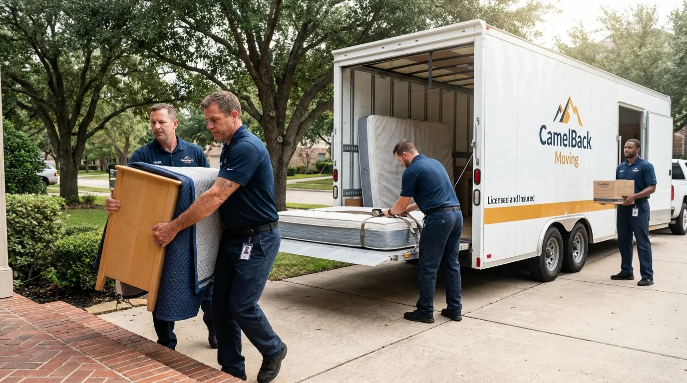 Crew loading residential truck for cross-state move from Forest Lake, MN